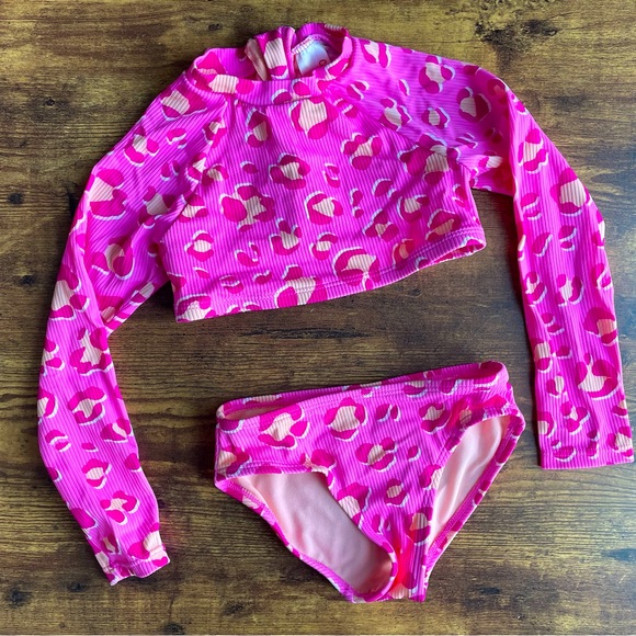 Cat and Jack Girls Bathing suit with Rashguard - Picture 1 of 3